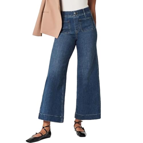 Nidddiv 7/8 Jeans Damen High Waist Lounge-Pants Straight Jeans Gerade Breites Bein Cargo Hosen Lose Casual Hosen Streetwear Y2K Vintage Baggy Jeans mit Taschen Weites Bein Denim Hosen Freizeithose von Nidddiv