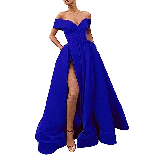 Nidddiv Abendkleid Damen Lang Trägerloses Ballkleider Cocktailkleid Damen Elegant Mit Schlitz Maxikleid Partykleid Bodenlang Brautkleider Hochzeitskleider Schwarz Partykleider Ballkleid Abendkleider von Nidddiv