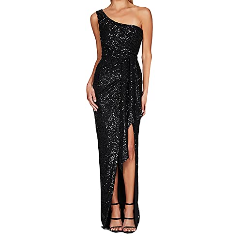 Nidddiv Abendkleider Elegant Ärmellos Ballkleider Damen Lang Glitzer Wickelkleid Glitzerkleid Damen Partykleid Cocktailkleid Maxikleid Cocktailkleider Sexy Wickelkleider Figurbetontes Kleid von Nidddiv