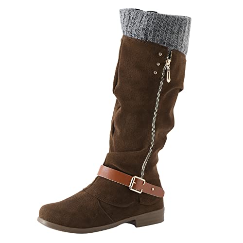 Nidddiv Barfuß Schuhe Damen 39 Mid Boots Damen Winter Freizeitschuhe Furball verzierte Stiefel Winter Schnee (Brown, 42) von Nidddiv