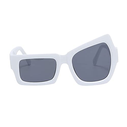 Nidddiv Brille Aus Glas Übergroße unregelmäßige polarisierte Sonnenbrille für Damen Herren Vintage Shades Lichtschutz Klassische große Sonnenbrille Brillen Organizer (White, One Size) von Nidddiv