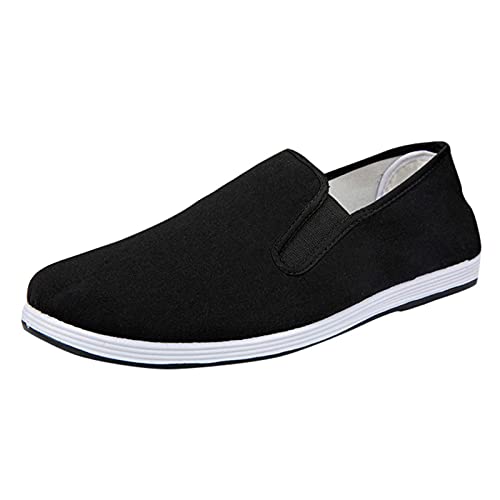 Nidddiv Canvas Shoes Loafers for Men Non Slip Walking Black Elastic Gores Espadrilles Mens Lightweight Work Breathable Comfortable Men's & Mokassins Wide Fit Flat, Schwarz , 42 1/3 von Nidddiv