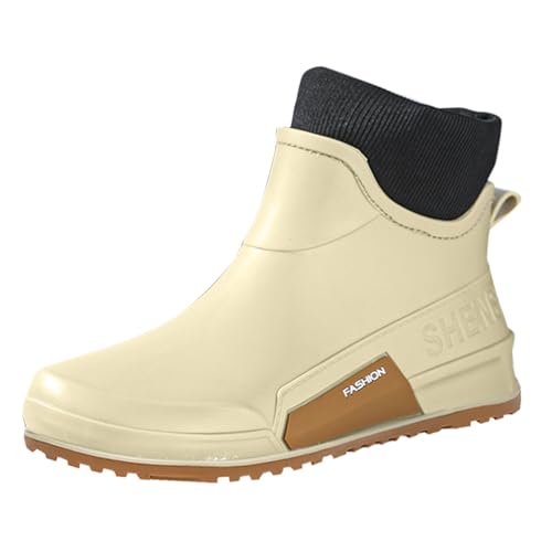 Nidddiv Gummistiefel Damen Gefüttert Herren Wasserdichte Regenstiefel Warme Stiefeletten Rutschfest Abriebfest Regenschuhe Gummistiefeletten Chelsea Boots Damen Schwarz Gartenschuhe von Nidddiv