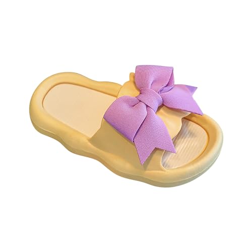 Nidddiv Hausschuhe Kinder 22 Mädchen Prinzessin Bowknot rutschfeste weiche Unterseite Oberbekleidung Sandalen Hausschuhe Mädchen Schuhe 24 (Yellow, 30.5 Little Child) von Nidddiv