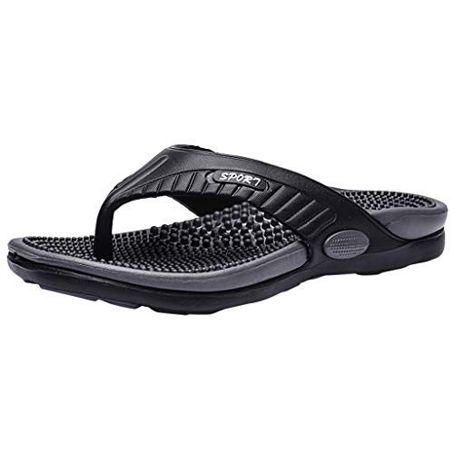 Nidddiv Herren Flip Flops Sport Sandalen Farbblock Strand Pool Slides Hausschuhe Herren Größe 10 UK Leichte Casual Slider Hausschuhe Sliders Herren, Schwarz , 43.5 EU von Nidddiv