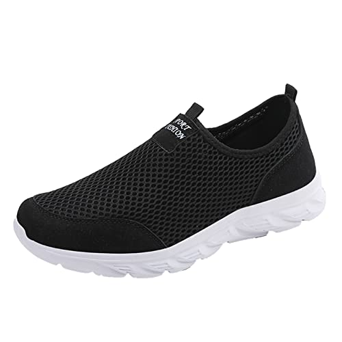 Nidddiv Herren Go Walk Max-54601 Sneaker Männer Schuhe Sommer Leichte Atmungsaktive Freizeitschuhe Single Mesh Casual Laufschuhe, Schwarz , 39 2/3 EU von Nidddiv