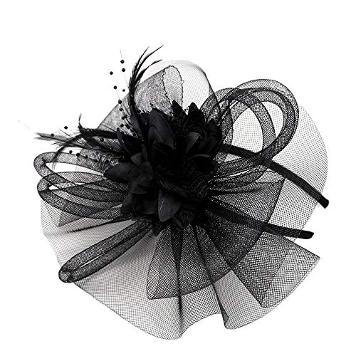 Nidddiv Hüte Herren Größe 62 Y Pen Ribbons Mesh Damen Hut und Federn Hochzeit Fascinator N Baseball Caps Caps Weichspüler (Black, One Size) von Nidddiv