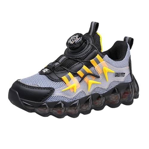 Nidddiv Jungs Sneaker 31 Boys Spring Summer and Autumn Mesh Breathable Rotating Buckle Adjustable Shoelaces Medium and Large Children's Casual Sports Shoes Sportschuhe (Yellow, 28.5 Little Child) von Nidddiv