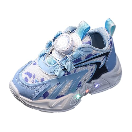 Nidddiv Mädchen Sneaker Socken Girls and Boys Spring Summer and Autumn Children's Sports Shoes for Small and Medium Children's Rotating Buckle Running Shoes Flashing Light (Blue, 28.5 Little Child) von Nidddiv