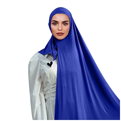 Nidddiv Muslimisches Kopftuch, einfarbig, langer Schal, Wickelschal, Baumwollschal für Damen, modisches Gittermuster, großer Schal, L, One size von Nidddiv