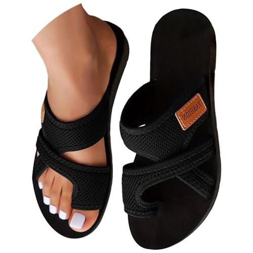 Nidddiv Orthopädische Sandalen Damen Sommer Barfuß Sandalen Leichte Damenschuhe Hallux Valgus Flach Pantolette Mesh Strandsandalen Bequeme Big Toe Hausschuhe Casual Sommerschuhe Freizeitschuhe von Nidddiv