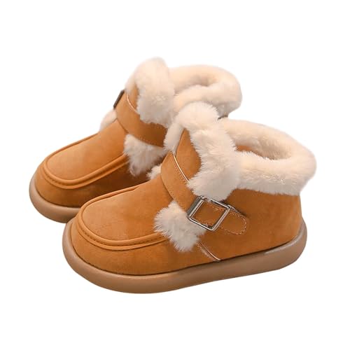 Nidddiv Schneestiefel Jungs Boys Toddler Little Kid Warm Furry Winter Ankle Flat Boot Snowproof Solid Color Boots Rubber Sole for Every Cold Day Jungs 24 (Brown, 33.5 Big Kids) von Nidddiv
