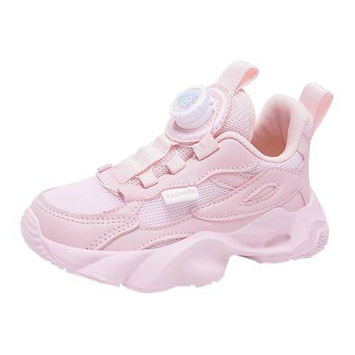 Nidddiv Sneaker Mädchen Blau 27 Girls Spring Summer and Autumn Mesh Breathable Rotating Buckle Adjustable Shoelaces Medium and Large Children's Sports Shoes 10 Schuhe Damen (Pink, 30.5 Little Child) von Nidddiv