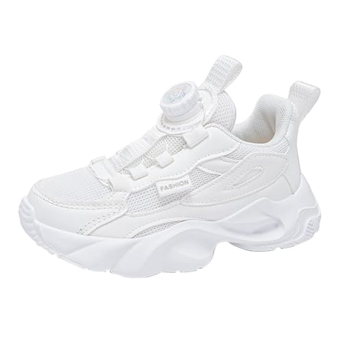 Nidddiv Sneaker Mädchen Blau 27 Girls Spring Summer and Autumn Mesh Breathable Rotating Buckle Adjustable Shoelaces Medium and Large Children's Sports Shoes 10 Schuhe Damen (White, 28.5 Little Child) von Nidddiv