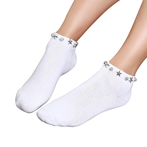Nidddiv Socken Dinosaurier Erwachsene Spitzenknöchelsöckchen Kleidersocken für Damen Socken Sneaker Damen 39-42 Glitzer (White, One Size) von Nidddiv