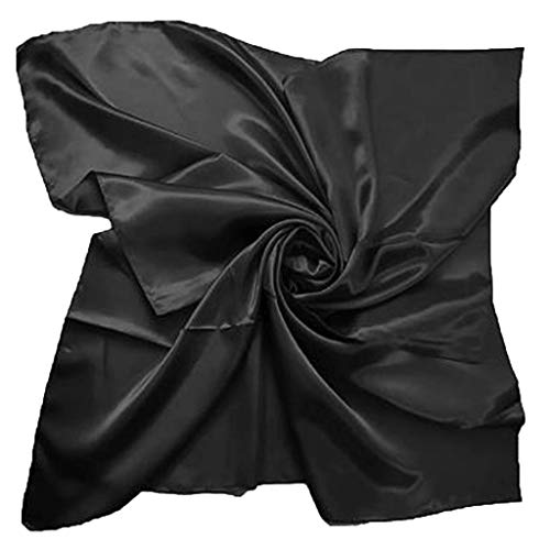 Nidddiv Weiches Baumwolltuch Seide Satin Large 90x90 cm ebenerdig 24 Farben Stofftaschentücher Schwarz (I, One Size) von Nidddiv