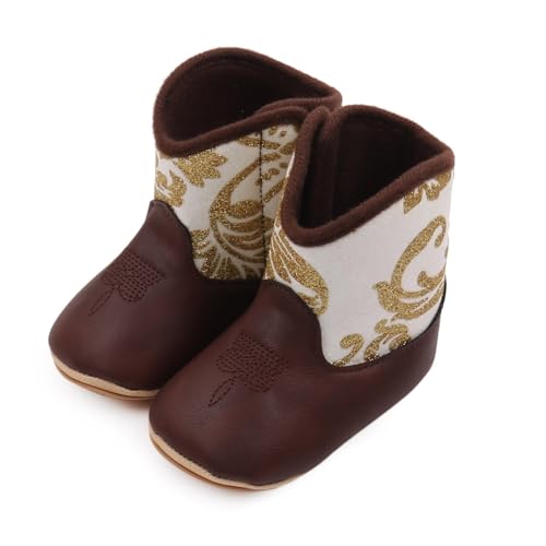 Nidddiv Winterboots 32 Westernstiefel Cowboy Bootie Weiche Sohle rutschfeste Krippenschuhe Für Baby Kleinkind Kleinkind Mädchen Neugeborene Gummistiefel 32 (A, 23.5 Infant) von Nidddiv