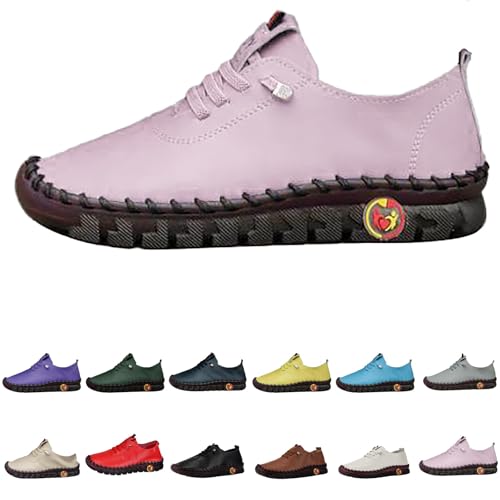 Schuhe Damen Bequeme Schnürschuhe | Freizeitschuhe Damen rutschfest Walkingschuhe Elegant Hausschuhe Weicher Sohle Schlupfschuhe Outdoor Barfußschuhe Niedriger Einzelne Schuhe von Nidddiv