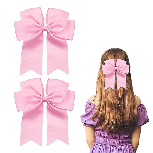 2 Stück Haarschleife Mädchen, Weiß Haarschleifen mit Großer Haarspange für Mädchen und Damen, Hair Bows Hair Accessories(Rosa) von Nideen