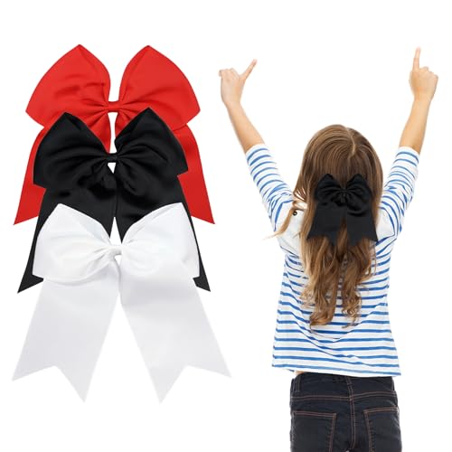 3 Stück Haarschleifen Mädchen, große Schleife Haarspangen für Frauen Mädchen(Schwarz, Weiß, Rot) von Nideen