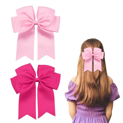 Haarspangen mit Schleife, 15,2 cm, große Haarschleife, Haarspangen für Damen und Mädchen, schwarze Haarschleifen (Rosa, Rosarot - 02), 2 Stück von Nideen