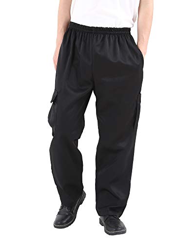 Nideen Professionell Herren und Damen Kochhose schwarz bäckerhose Arbeitshose Gummizug Bundhose Chef Pants M von Nideen