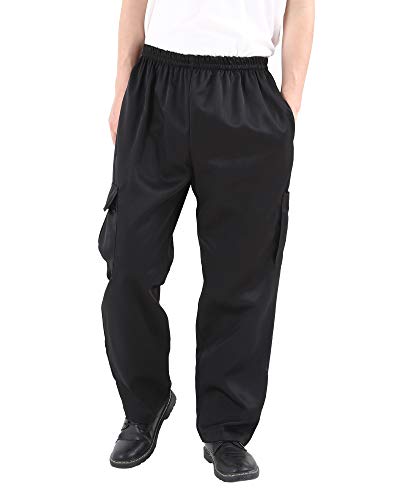 Nideen Professionell Herren und Damen Kochhose schwarz bäckerhose Arbeitshose Gummizug Bundhose Chef Pants S von Nideen