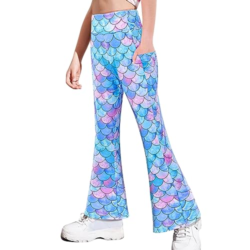 Nidoul Girls Flare Leggings with Pockets High Waisted Bell Bottoms Bootcut Pants for Kids Child Yoga Dance von Nidoul