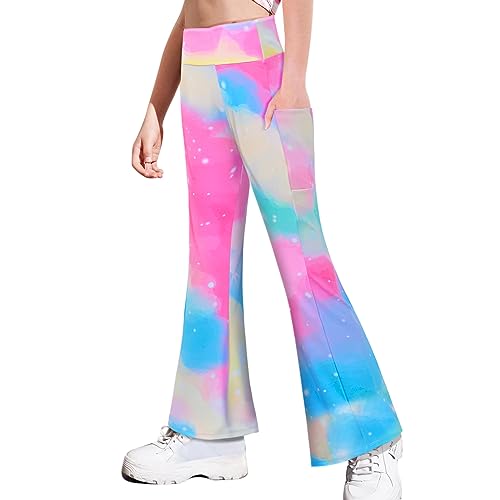 Nidoul Girls Flare Leggings with Pockets High Waisted Bell Bottoms Bootcut Pants for Kids Child Yoga Dance von Nidoul