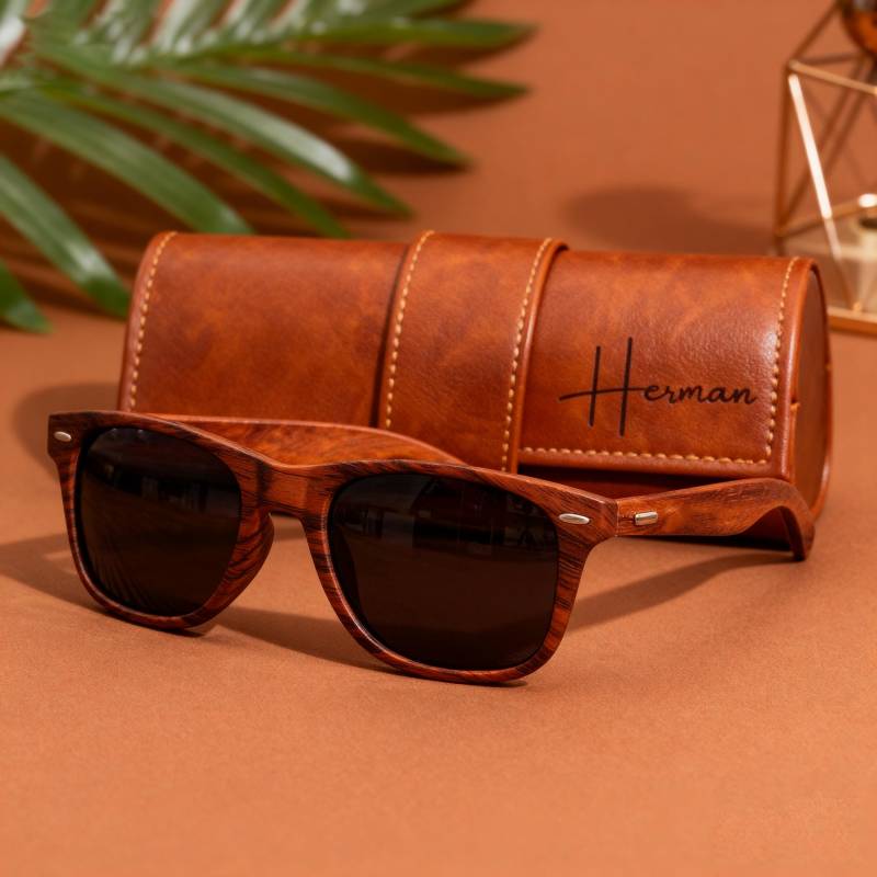 Personalized Leather Sunglasses Case | Custom Engraved Eyeglass Holder Handmade Glasses Protector Unique Gift For Him Her von NieVerblassen