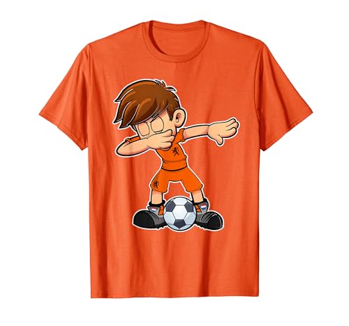 Niederlande Dabbing Fußball Junge Holland Trikot Kinder Fan T-Shirt von Niederlande Flagge Dabbing Trikot für Kinder