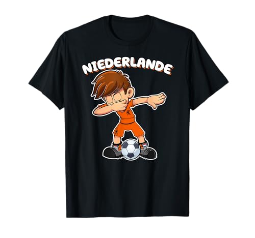 Niederlande Dabbing Fußball Junge Holland Trikot Kinder Fan T-Shirt von Niederlande Flagge Dabbing Trikot für Kinder