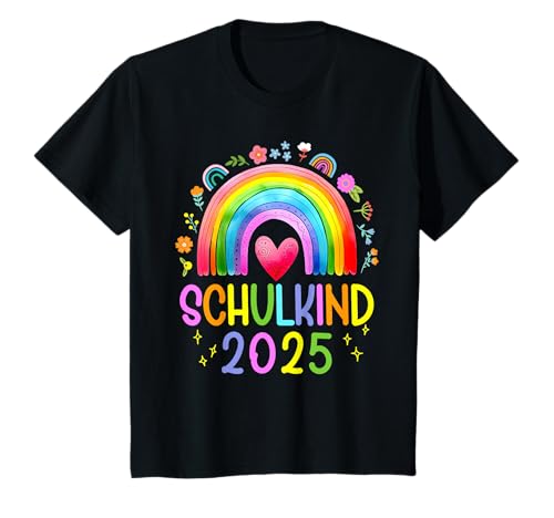 Kinder Kinder Schulkind 2025 Regenbogen Mädchen Einschulung T-Shirt Kinder Kinder Schulkind 2025 Regenbogen Mädchen Einschulung T-Shirt von Niedlich Schulkind 2025 Regenbogen Mädchen