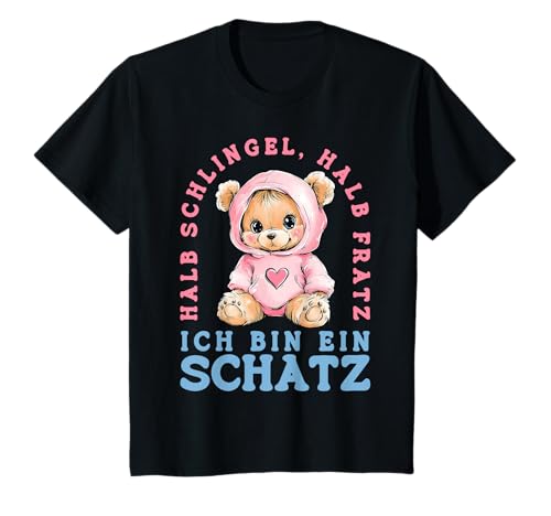 Kinder Halb Schlingel Halb Fratz Ich Bin Ein Schatz Bärchen Mädchen T-Shirt Kinder Halb Schlingel Halb Fratz Ich Bin Ein Schatz Bärchen Mädchen T-Shirt von Niedliche Bärchen Sprüche Geschenkideen Mädchen