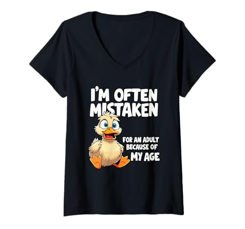 Damen I'm Often Mistaken For An Adult T-Shirt mit V-Ausschnitt Damen I'm Often Mistaken For An Adult T-Shirt mit V-Ausschnitt von Niedliche Ente Lustiger Spruch Tier Humor