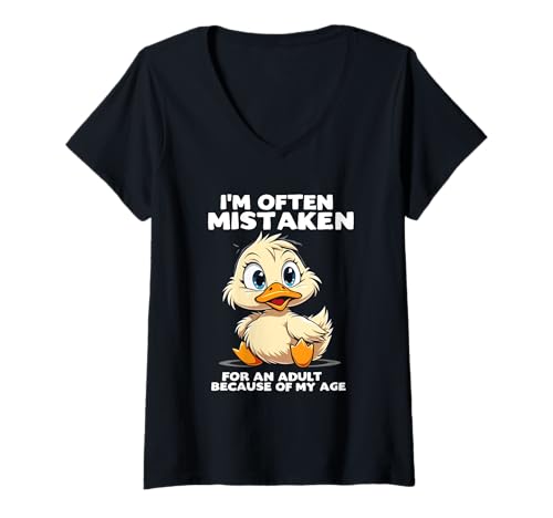 Damen I'm Often Mistaken For An Adult T-Shirt mit V-Ausschnitt Damen I'm Often Mistaken For An Adult T-Shirt mit V-Ausschnitt von Niedliche Ente Lustiger Spruch Tier Humor