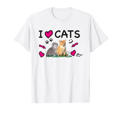 I Love Cats Design Outfit Katzen Babys Kätzchen Kater Katze T-Shirt I Love Cats Design Outfit Katzen Babys Kätzchen Kater Katze T-Shirt von Niedliche Grafik mit Katze Stubentiger Miezekatzen