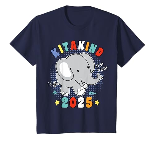 Kinder Kita Kind 2025 niedlicher Elefant Kindergarten Start T-Shirt von Niedliche Kita Kindergarten Start 2025 Designs
