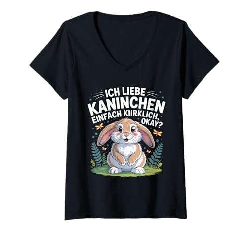 Damen ich Liebe den Kaninchen einfach wirklich, okay – Lustiges T-Shirt mit V-Ausschnitt Damen ich Liebe den Kaninchen einfach wirklich, okay – Lustiges T-Shirt mit V-Ausschnitt von Niedliche Lustige Kaninchen Fans Kleidung