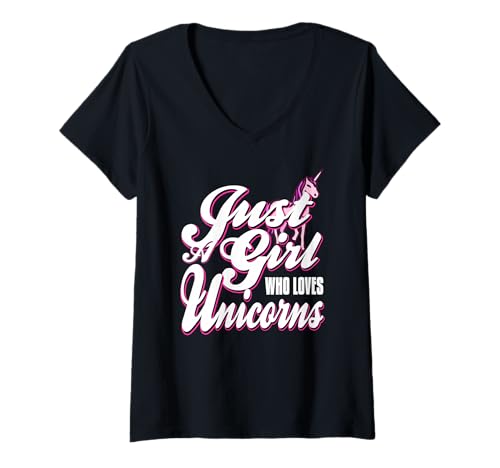 Damen Fantasie Einhorn Mädchen Spruch Rosa Humor T-Shirt mit V-Ausschnitt Damen Fantasie Einhorn Mädchen Spruch Rosa Humor T-Shirt mit V-Ausschnitt von Niedliche Magische Tierwelt Regenbogen Stil