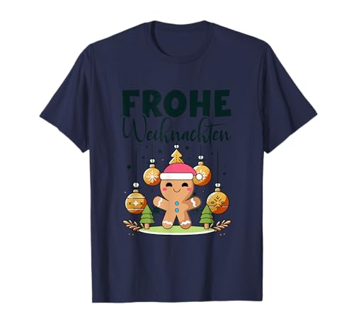 Niedliche Motive für den Winter und zu Weihnachten Frohe Weihnachten Lebkuchenmann Winter Weihnachten T-Shirt, Kinder, Unisex-Jugendliche, Unisex-Erwachsene, Kurzarm, T-Shirt, Blau, S von Niedliche Motive für den Winter und zu Weihnachten