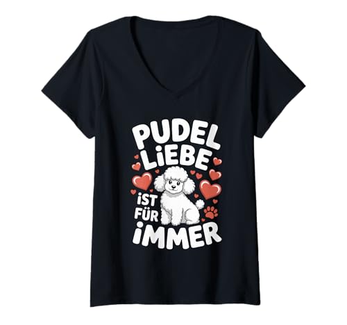 Damen Pudel Liebe Ist Für Immer Retro Design T-Shirt mit V-Ausschnitt von Niedliche Pudel Hundeliebhaber Geschenke