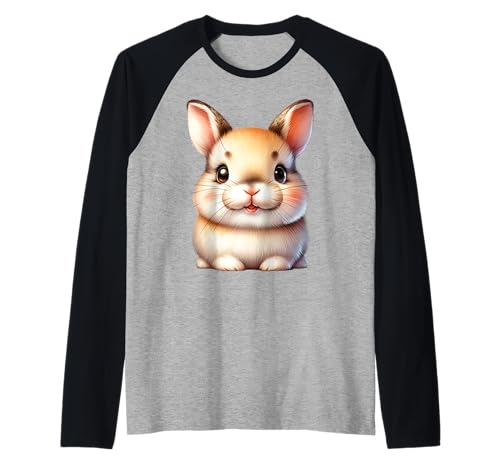 Süßer Hase mit großen Augen für Kinder Tierfreunde Raglan von Niedliche Tierdesigns für Hasenfreunde und Kids