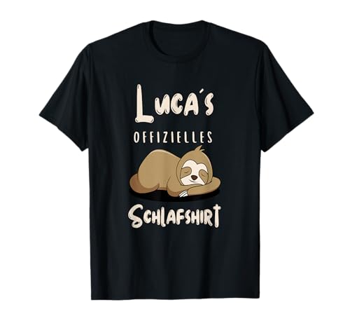 Luca offizielles Schlafshirt Baby Kinder Schlafanzug T-Shirt von Niedliche Tiere Faultier Nachthemd Vorname Luca