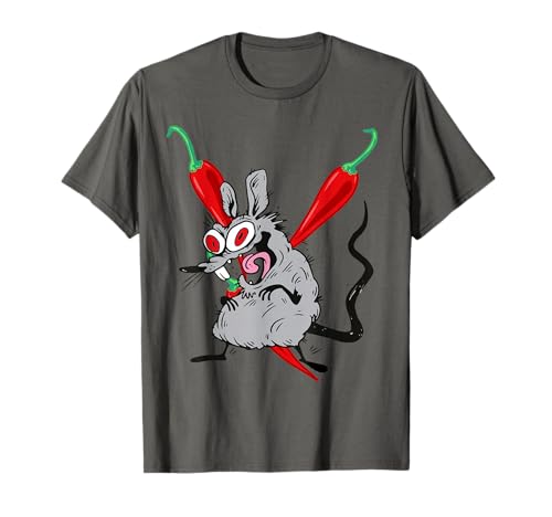 Chilli witzig Ratte Ratten scharf Peperonie Mädchen Jungen T-Shirt von Niedliche Tiere für Kinder