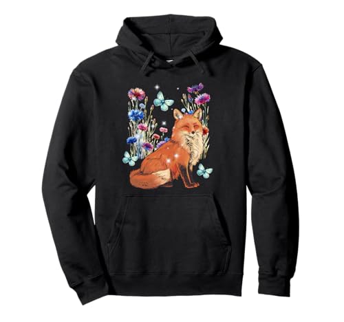 Frühling Sommer Blumen Blume Fuchs Füchse Frau Mädchen Kind Pullover Hoodie Frühling Sommer Blumen Blume Fuchs Füchse Frau Mädchen Kind Pullover Hoodie von Niedliche Tiere für Kinder