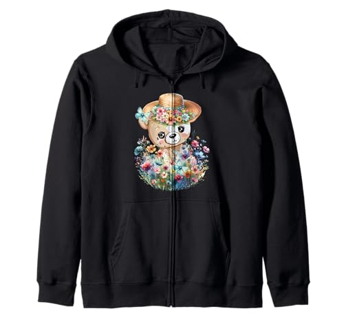 Frühling Sommer Teddys Teddybär Blume Blumen Bären Mädchen Kapuzenjacke von Niedliche Tiere für Kinder
