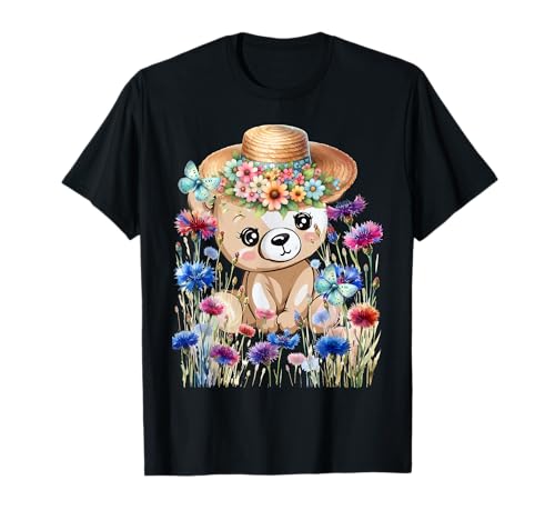 Garten Teddy Teddybär Frauen Kinder Mädchen Blumen Natur Bär T-Shirt von Niedliche Tiere für Kinder