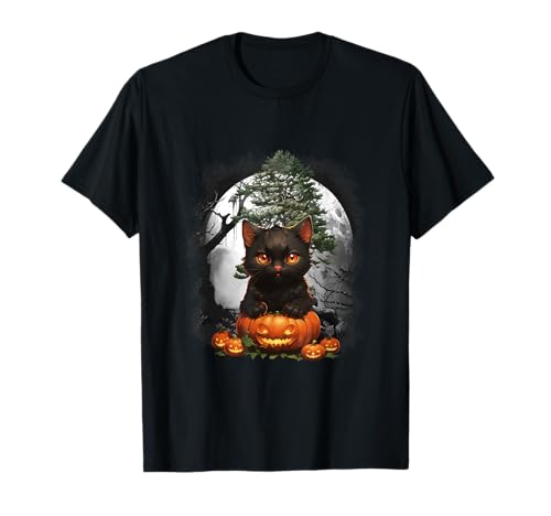 Halloween Katze Mystisch Kürbis Katzen Kätzchen Kind okkult T-Shirt von Niedliche Tiere für Kinder