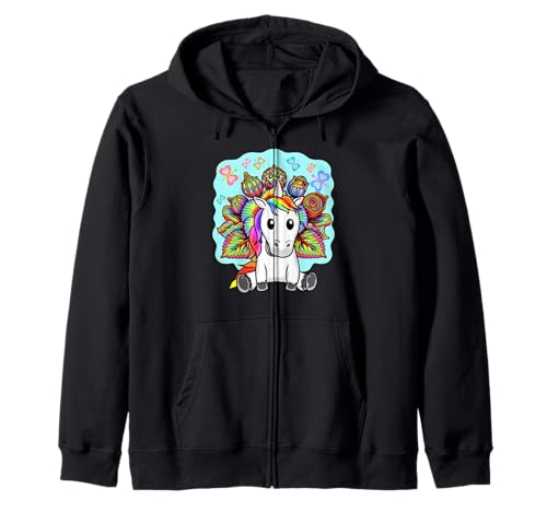 Hippie Einhorn Kinder Pferd Mädchen 60er Retro Kapuzenjacke von Niedliche Tiere für Kinder